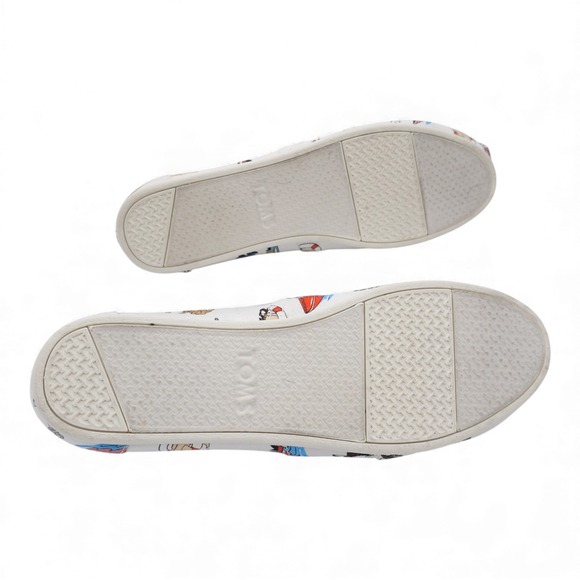 Toms Women's White Nautical Dog Print Slip On Flats Shoes Size 9.5 - Picture 8 of 8